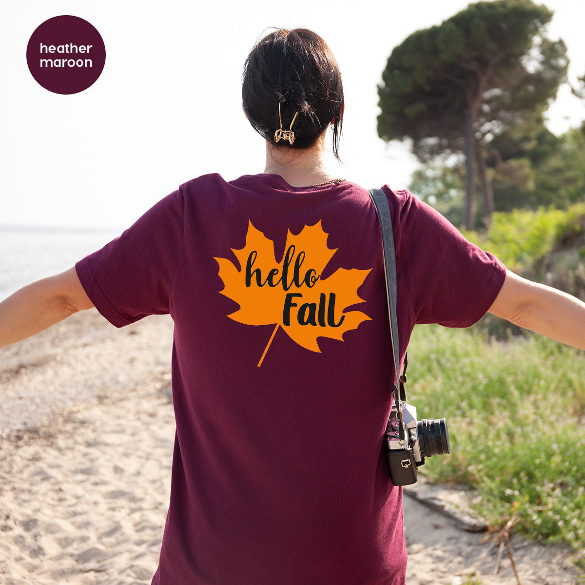 Hello Fall Shirt, 2022 Thanksgiving T-Shirt, Leaf Gift For product image 20