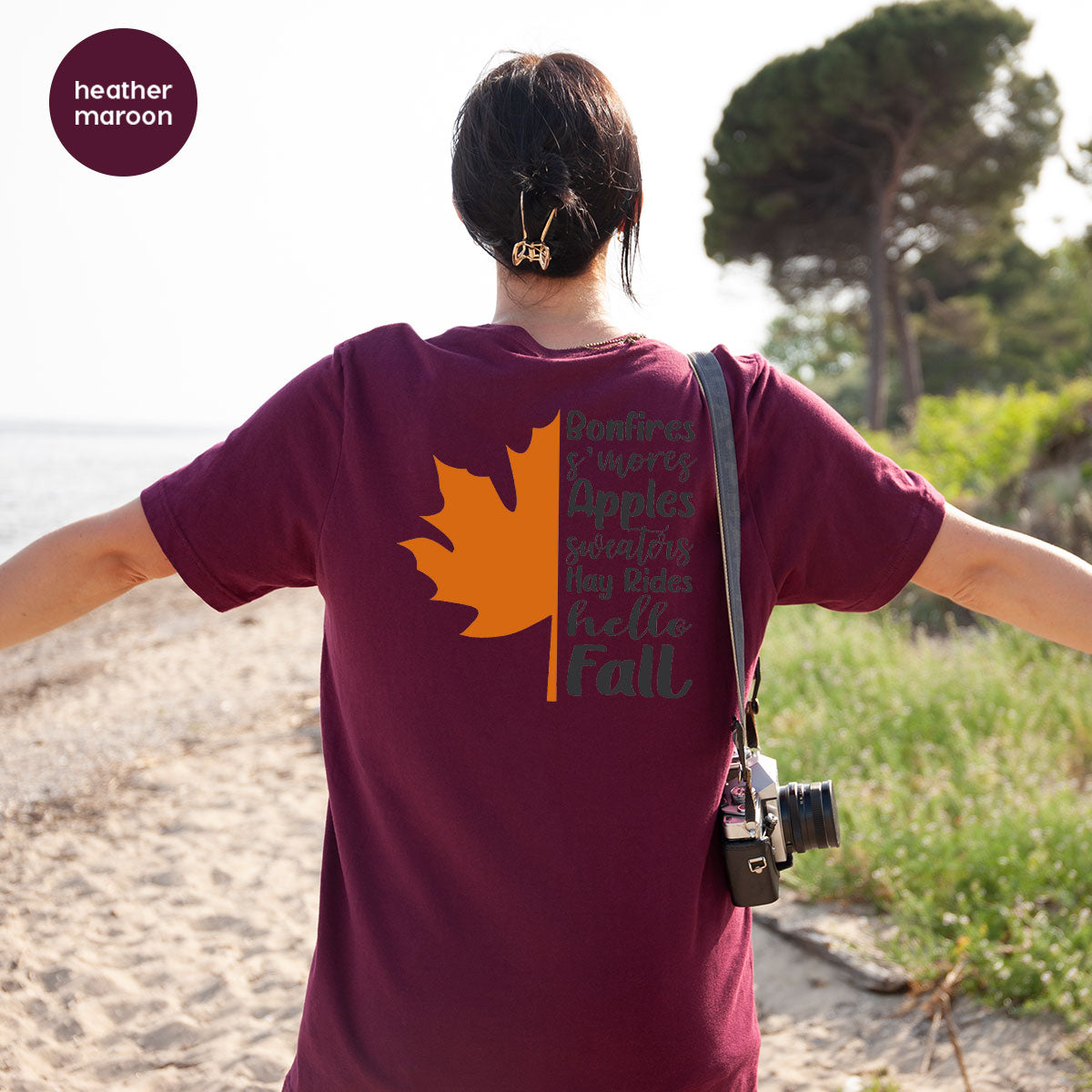 Fall Leaf T-Shirt, 2022 Season Long Sleeve Shirt, Short product image 8