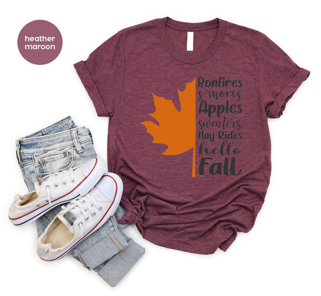 Fall Leaf T-Shirt, 2022 Season Long Sleeve Shirt, Short product image 9