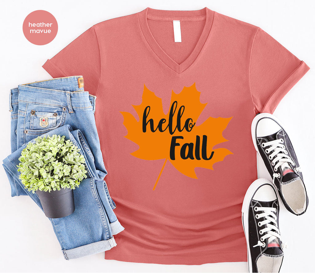 Hello Fall Shirt, 2022 Thanksgiving T-Shirt, Leaf Gift For product image 23