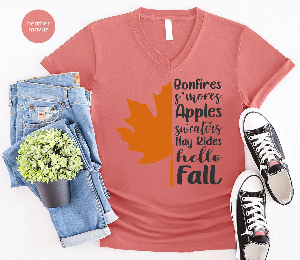 Fall Leaf T-Shirt, 2022 Season Long Sleeve Shirt, Short product image 11