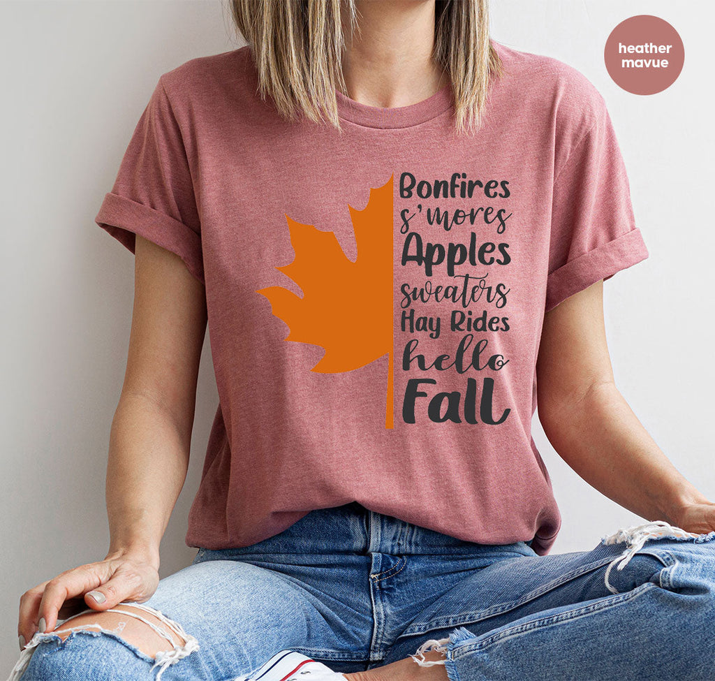 Fall Leaf T-Shirt, 2022 Season Long Sleeve Shirt, Short product image 10