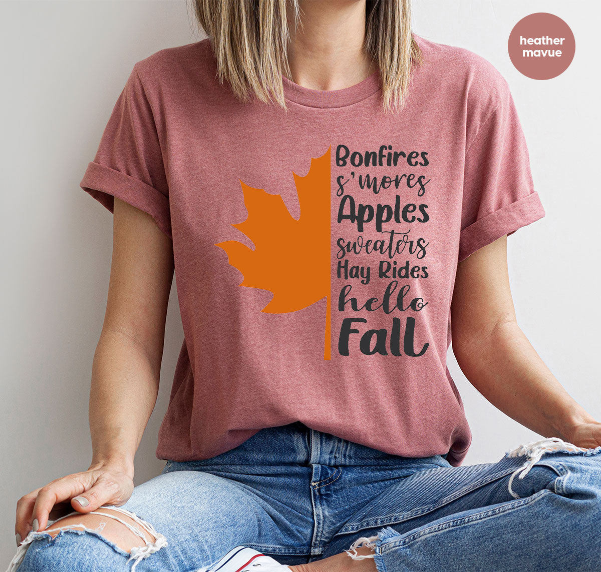Fall Leaf T-Shirt, 2022 Season Long Sleeve Shirt, Short product image 10