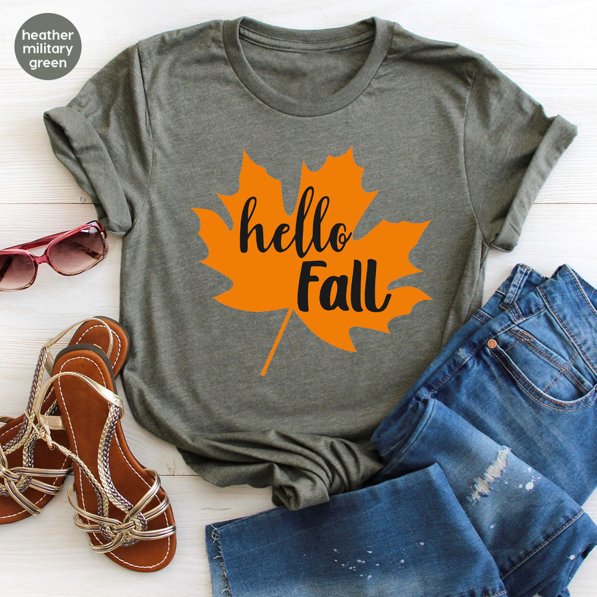 Hello Fall Shirt, 2022 Thanksgiving T-Shirt, Leaf Gift For product image 24