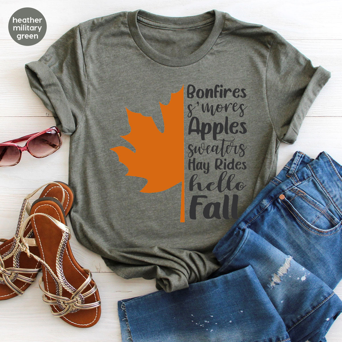 Fall Leaf T-Shirt, 2022 Season Long Sleeve Shirt, Short product image 12