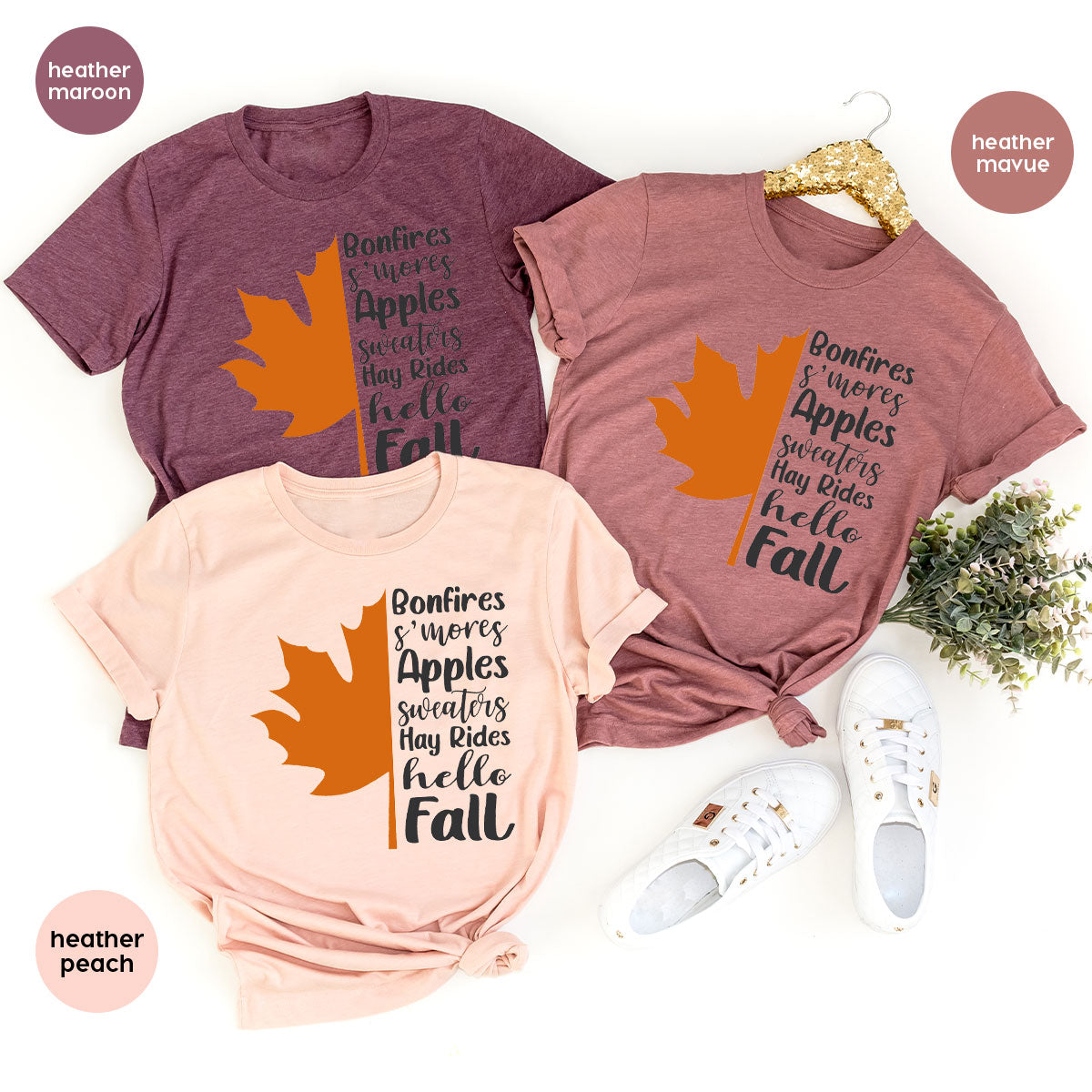 Fall Leaf T-Shirt, 2022 Season Long Sleeve Shirt, Short product image 16