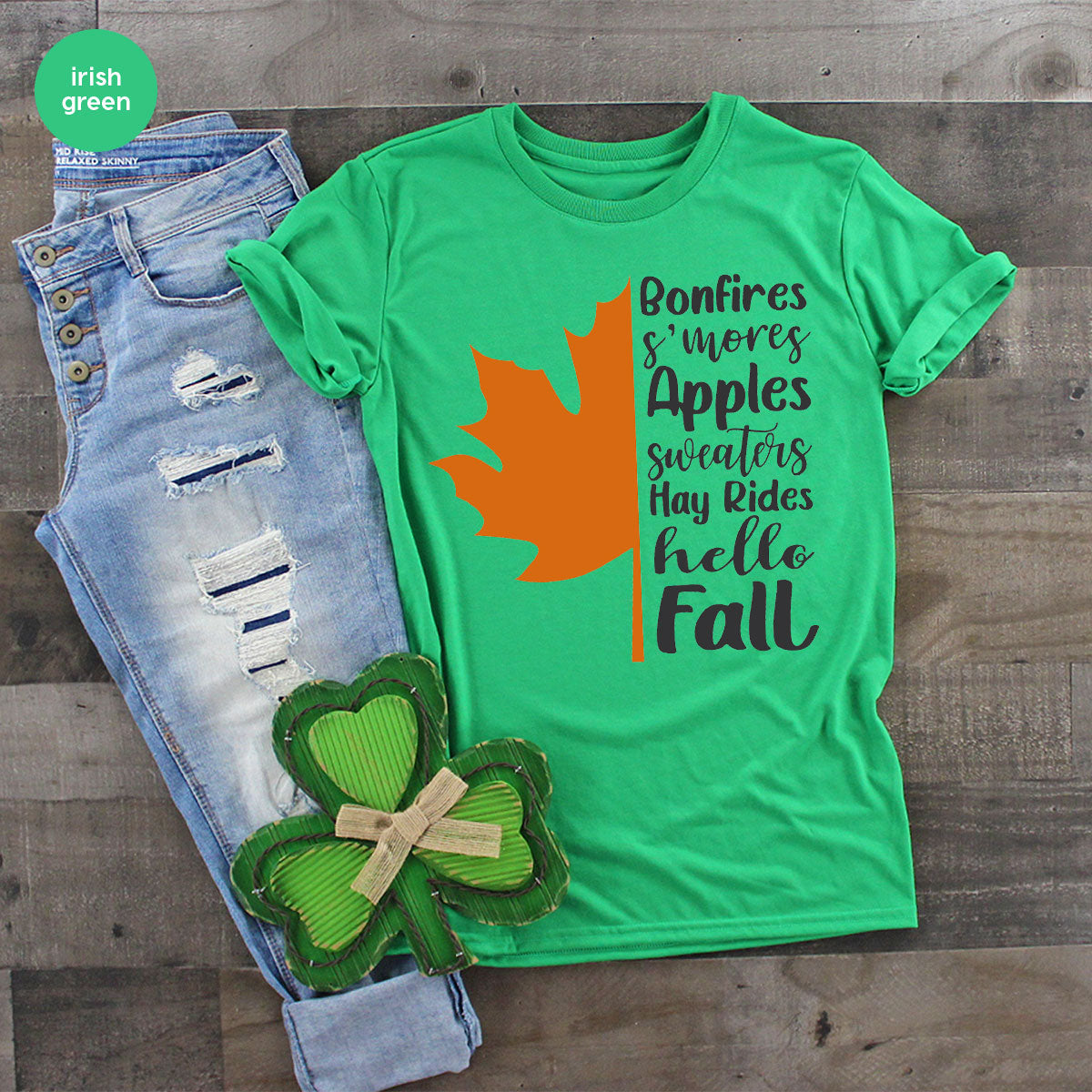 Fall Leaf T-Shirt, 2022 Season Long Sleeve Shirt, Short product image 2