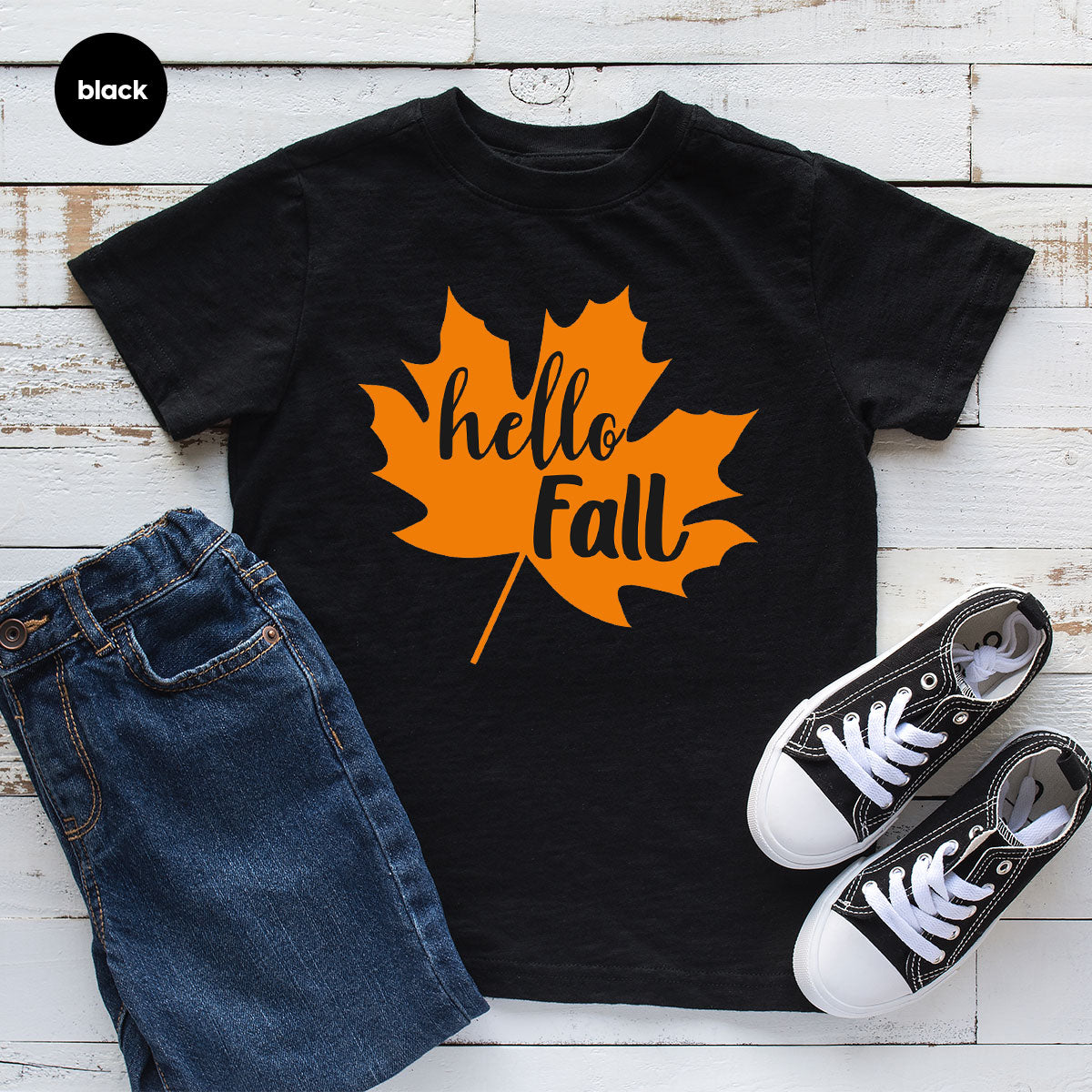 Hello Fall Shirt, 2022 Thanksgiving T-Shirt, Leaf Gift For product image 4