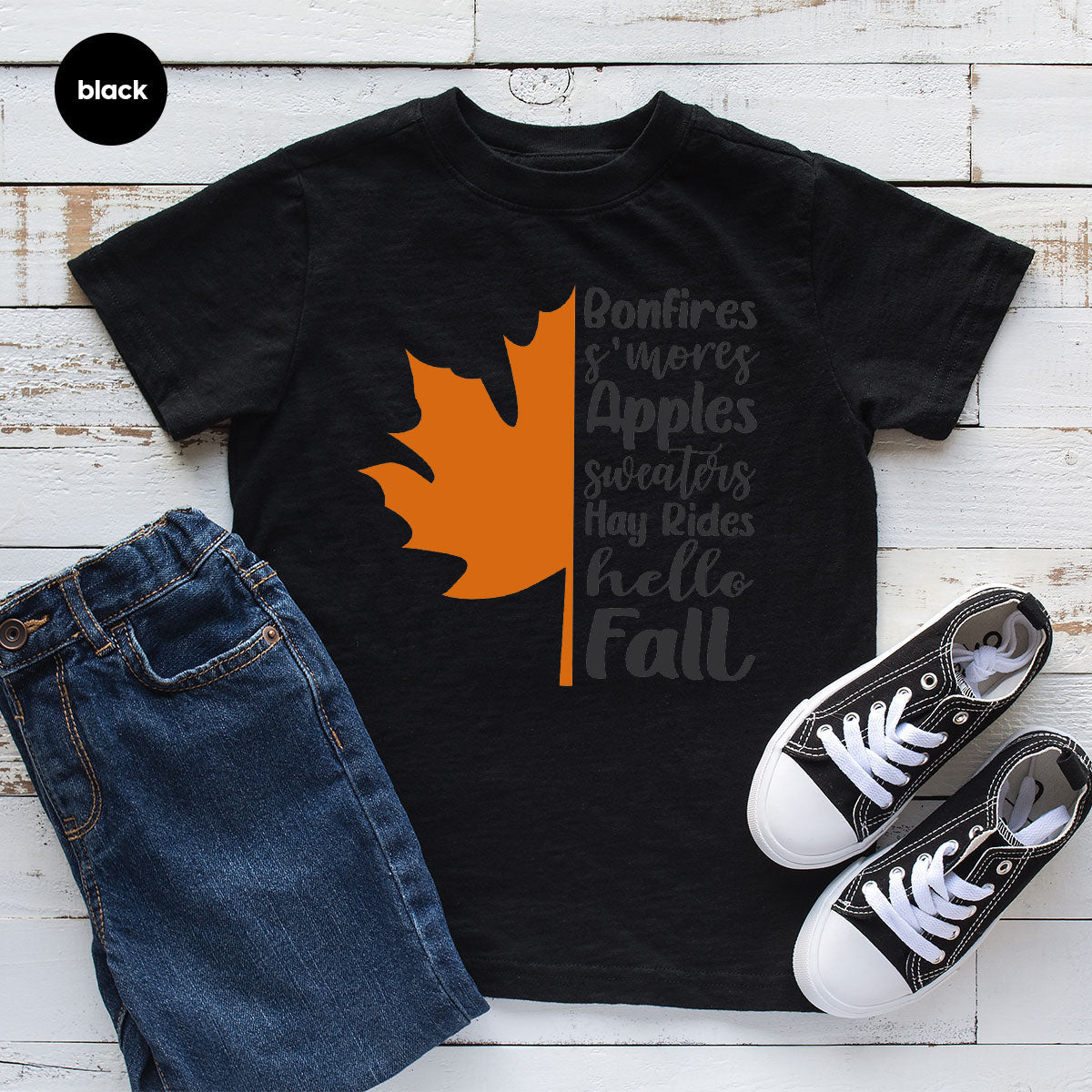 Fall Leaf T-Shirt, 2022 Season Long Sleeve Shirt, Short product image 34