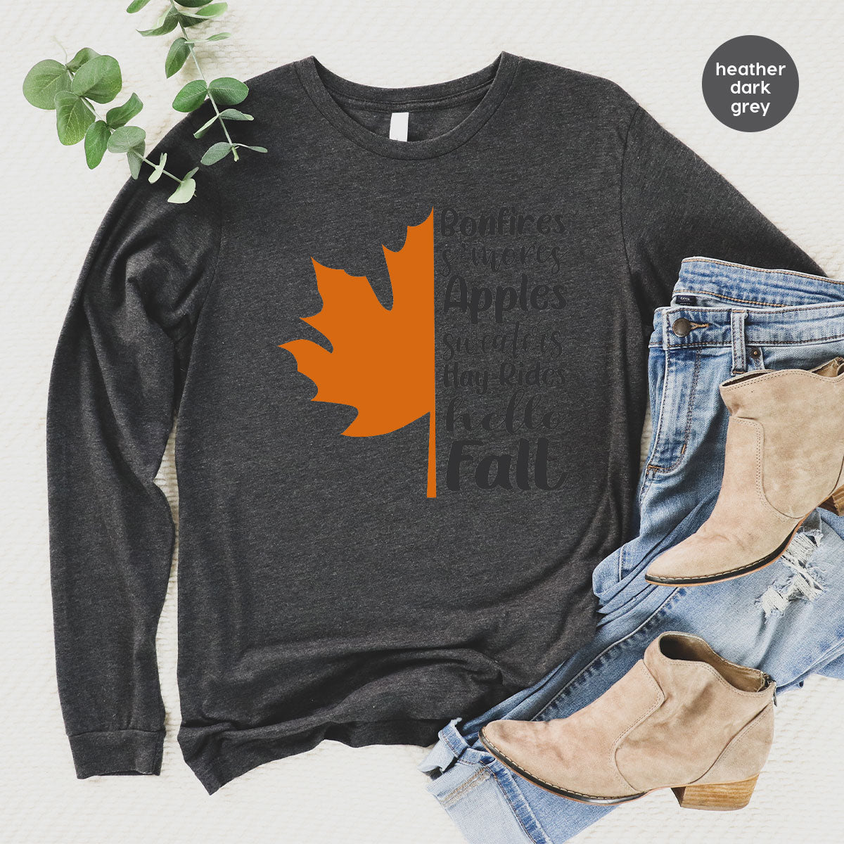 Fall Leaf T-Shirt, 2022 Season Long Sleeve Shirt, Short product image 5