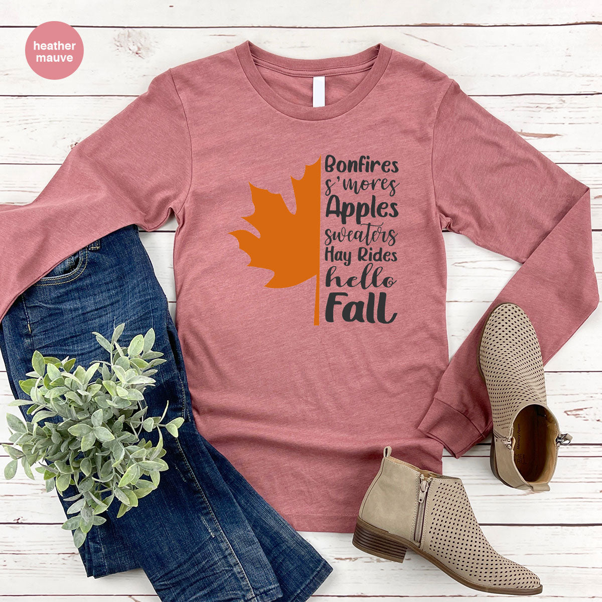 Fall Leaf T-Shirt, 2022 Season Long Sleeve Shirt, Short product image 6