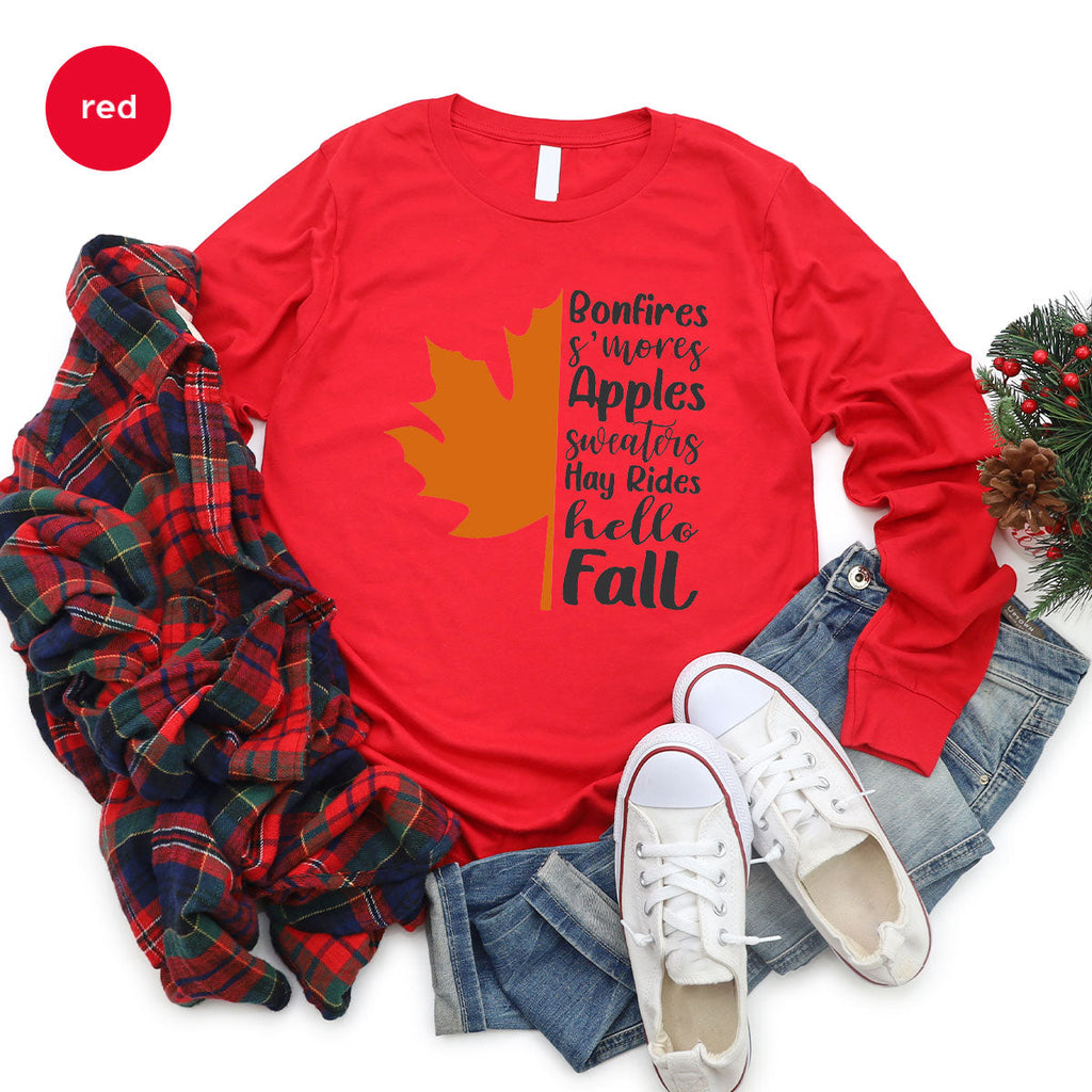 Fall Leaf T-Shirt, 2022 Season Long Sleeve Shirt, Short product image 7