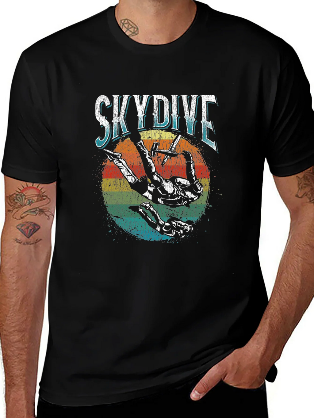 Skydiving T-Shirt Retro Style Black product image 1