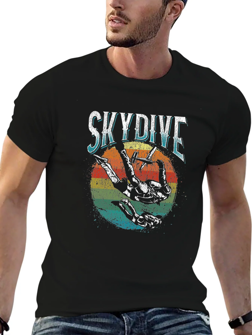 Skydiving T-Shirt Retro Style Black product image 6