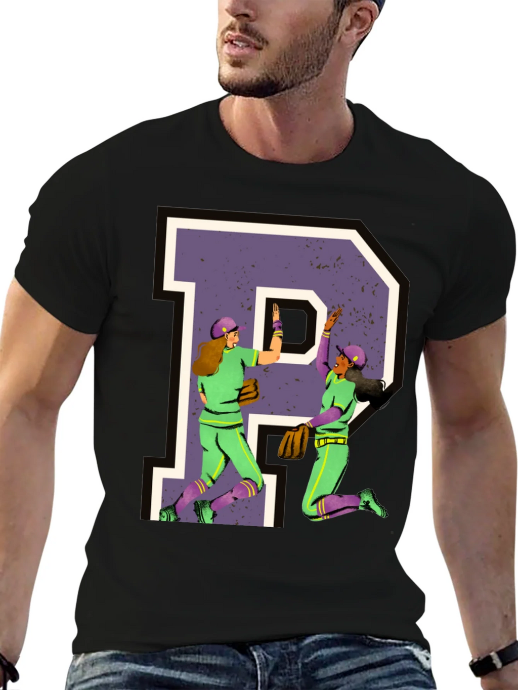 Softball Letter P Graphic T-Shirt product image 2