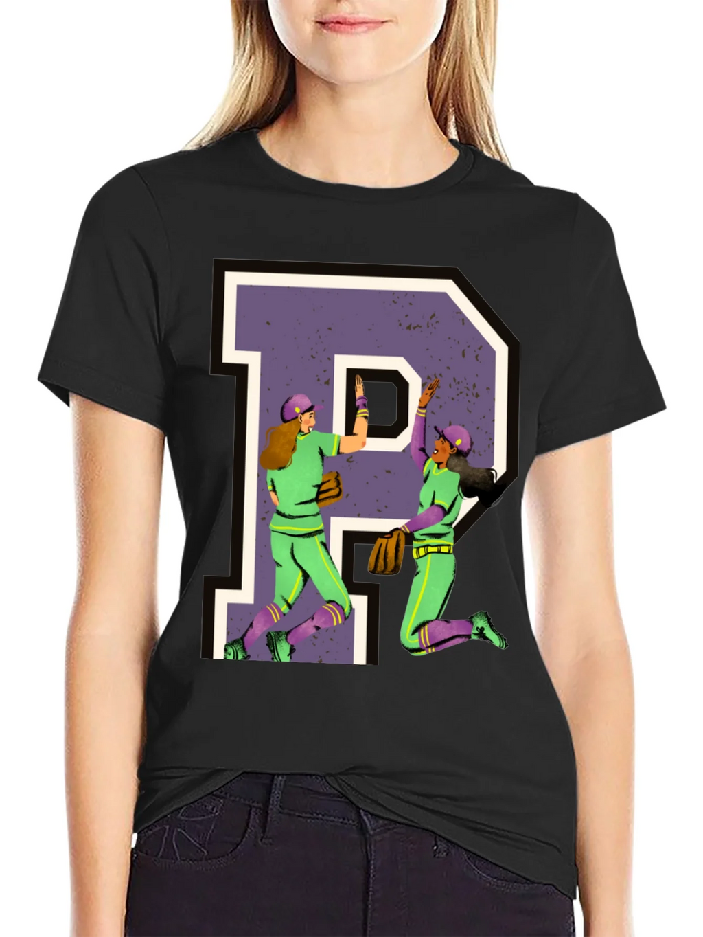 Softball Letter P Graphic T-Shirt product image 1