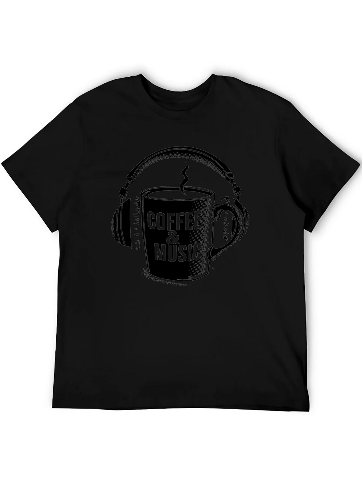 Coffee & Music Graphic Tee - Cool Black T-Shirt product image 5