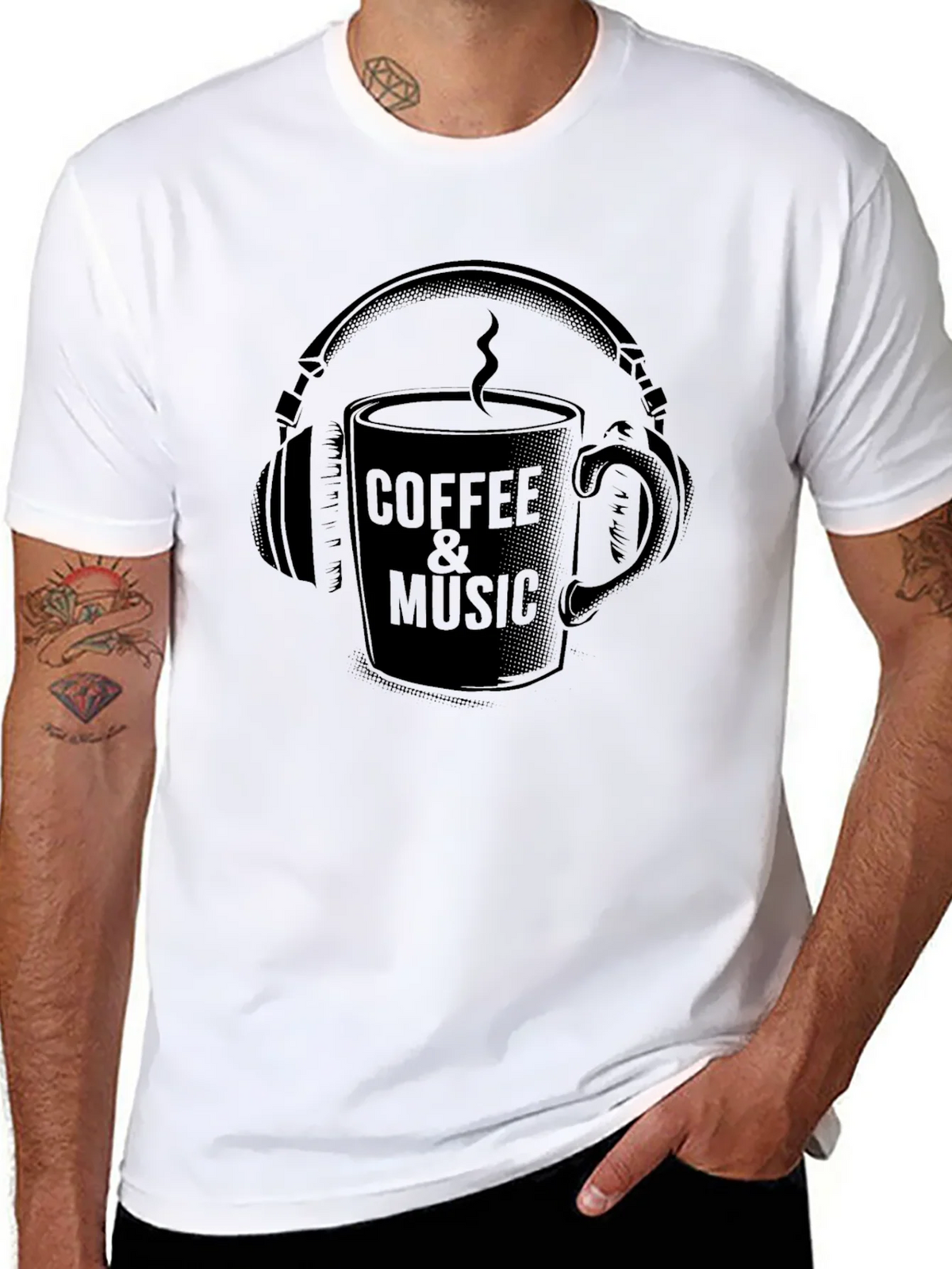 Coffee & Music Graphic Tee - Cool Black T-Shirt product image 7