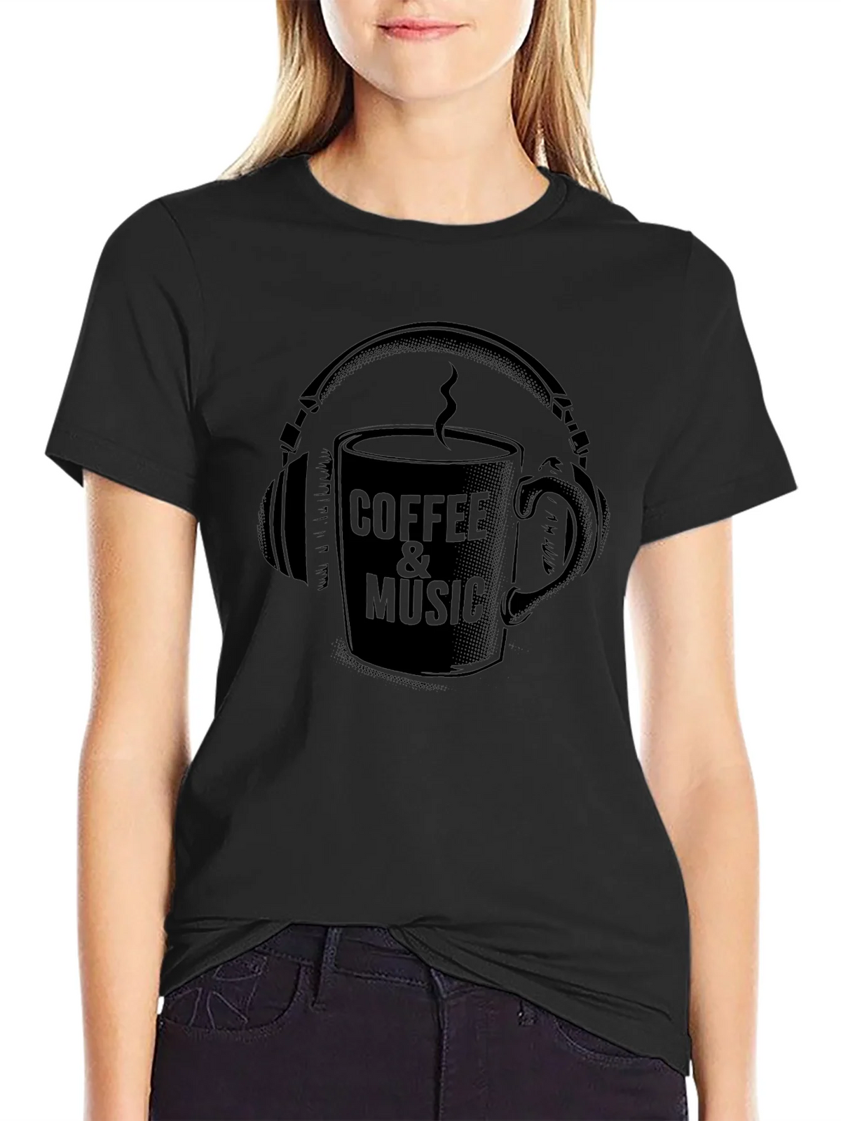 Coffee & Music Graphic Tee - Cool Black T-Shirt product image 2