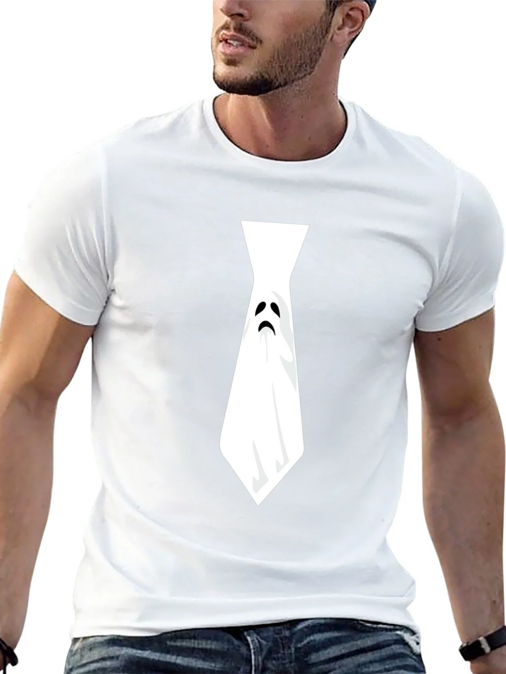 Ghost Tie Graphic Tee - Halloween Humor Shirt product image 12