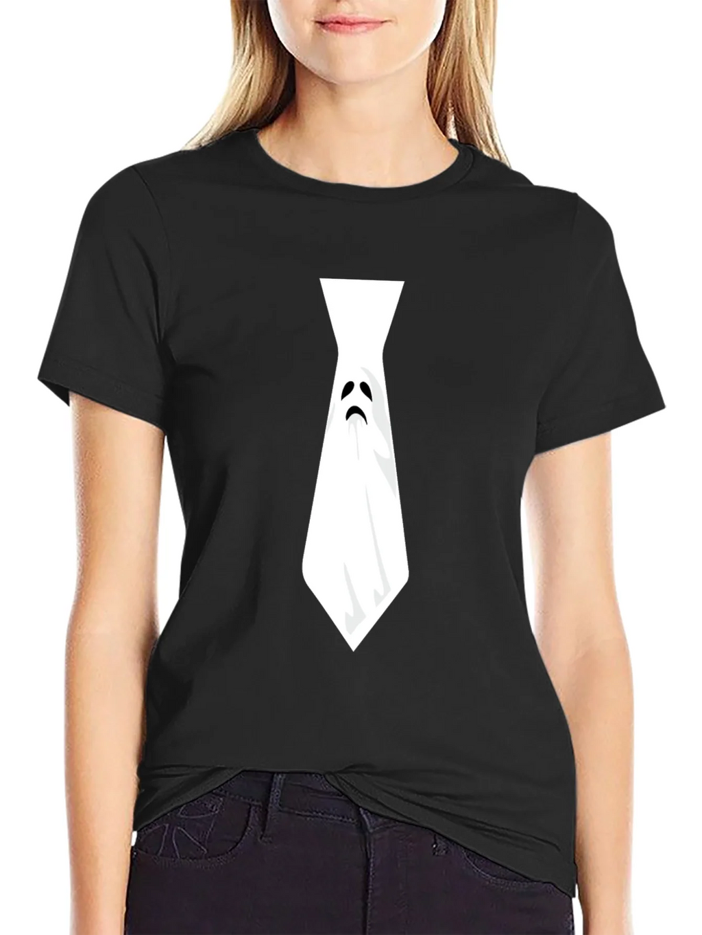 Ghost Tie Graphic Tee - Halloween Humor Shirt product image 2