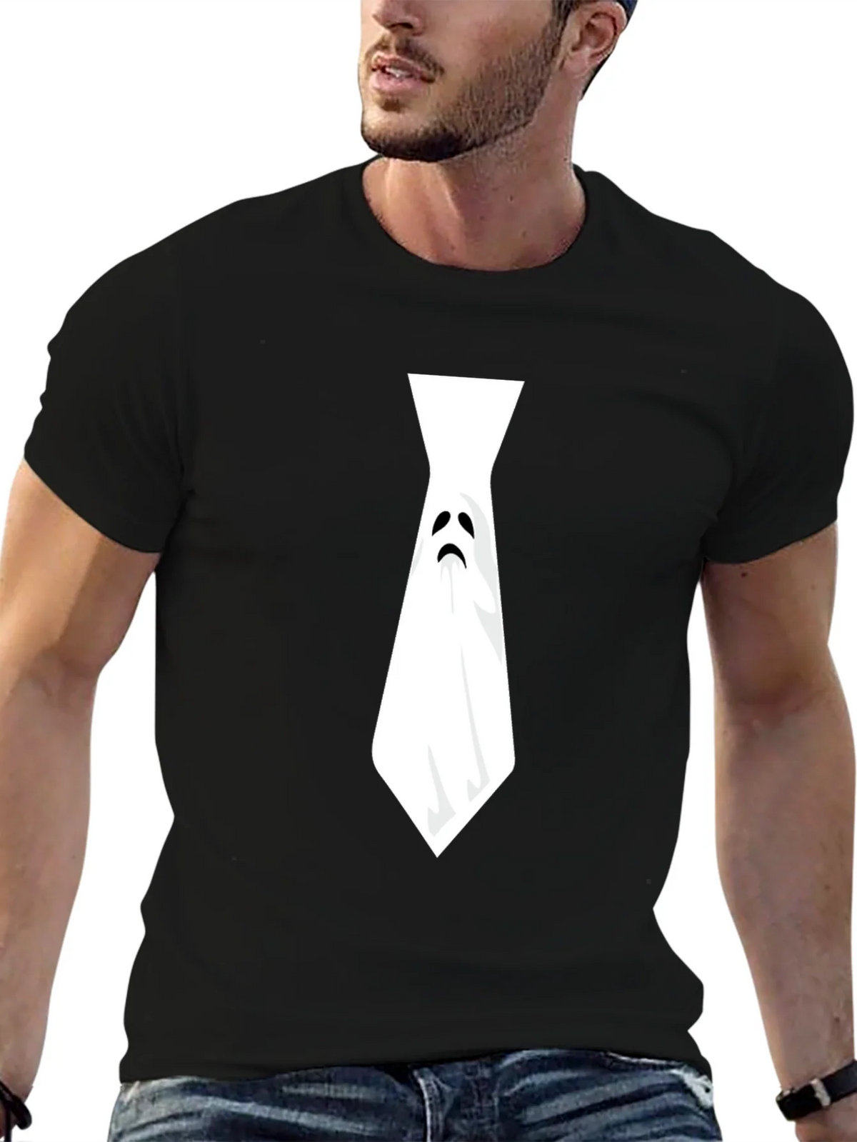 Ghost Tie Graphic Tee - Halloween Humor Shirt product image 6
