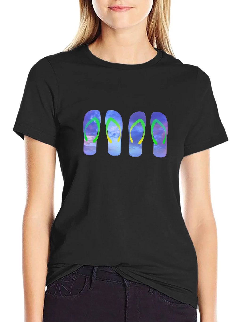 Flip Flop Sky Graphic Black Tee product image 2