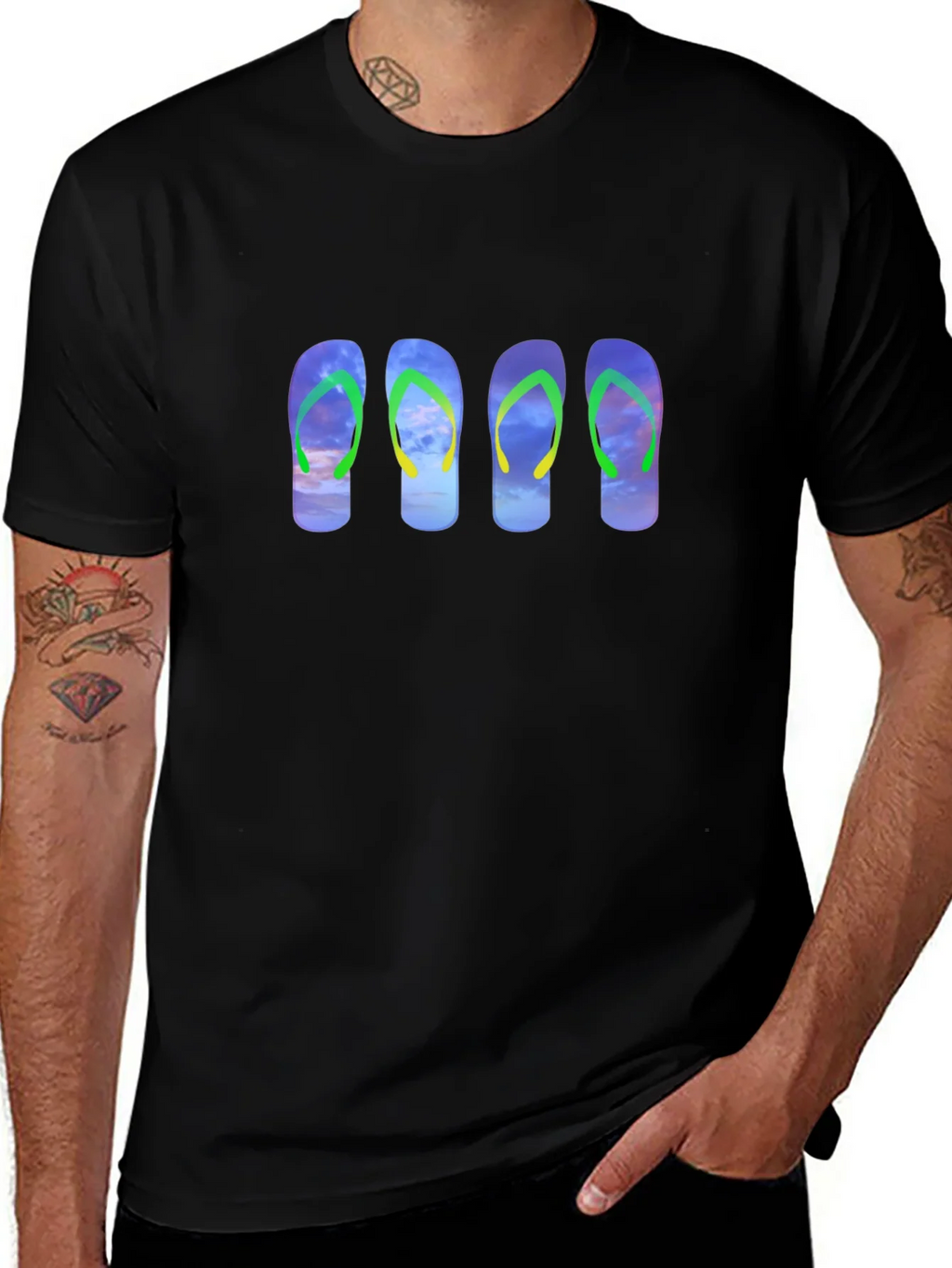 Flip Flop Sky Graphic Black Tee product image 1