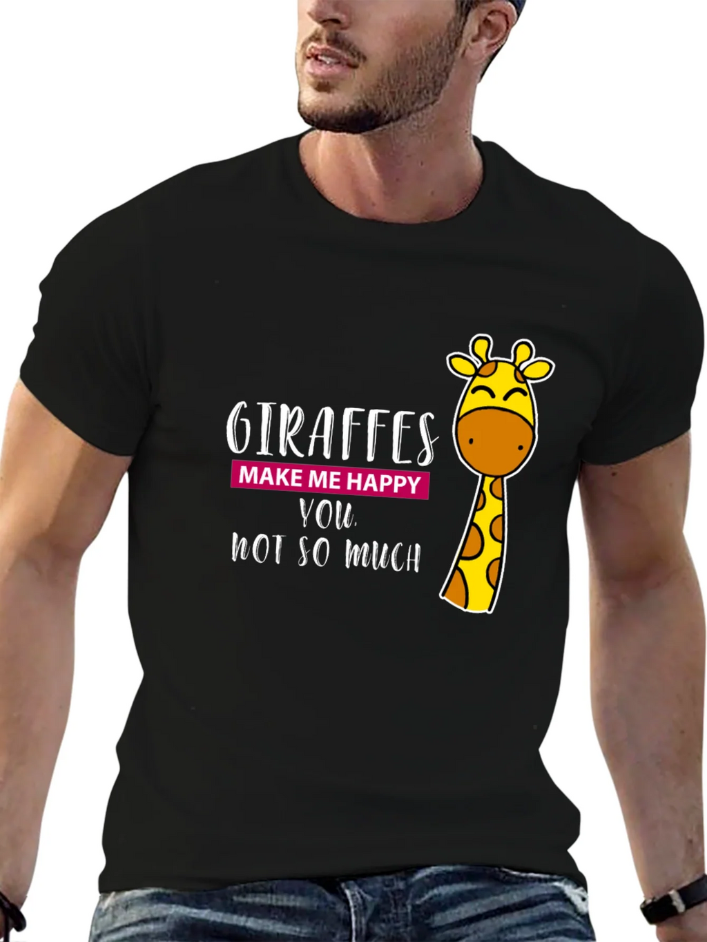 Giraffe Humor Graphic Tee - Black Cotton T-Shirt product image 6