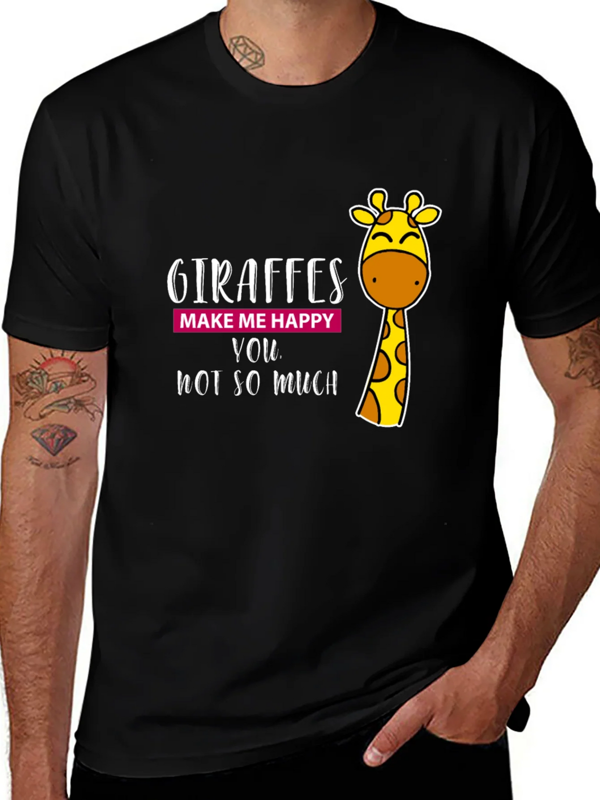 Giraffe Humor Graphic Tee - Black Cotton T-Shirt product image 1
