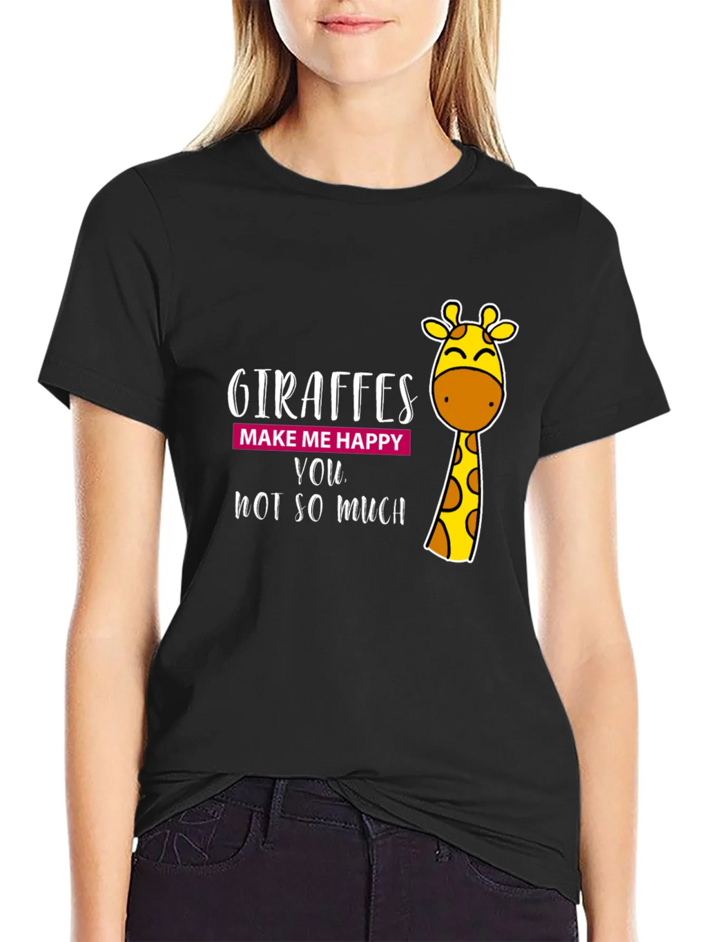 Giraffe Humor Graphic Tee - Black Cotton T-Shirt product image 2