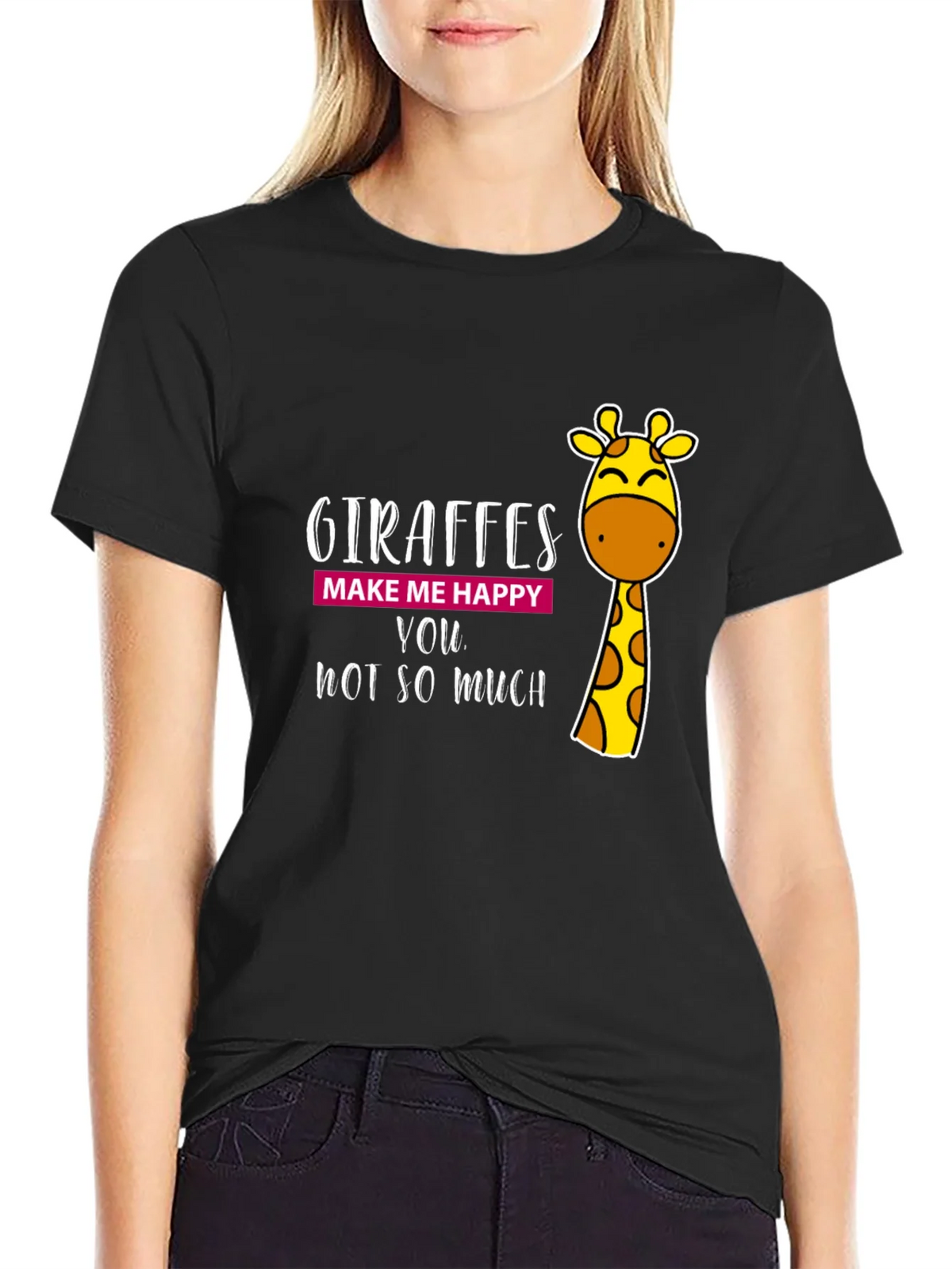 Giraffe Humor Graphic Tee - Black Cotton T-Shirt product image 2