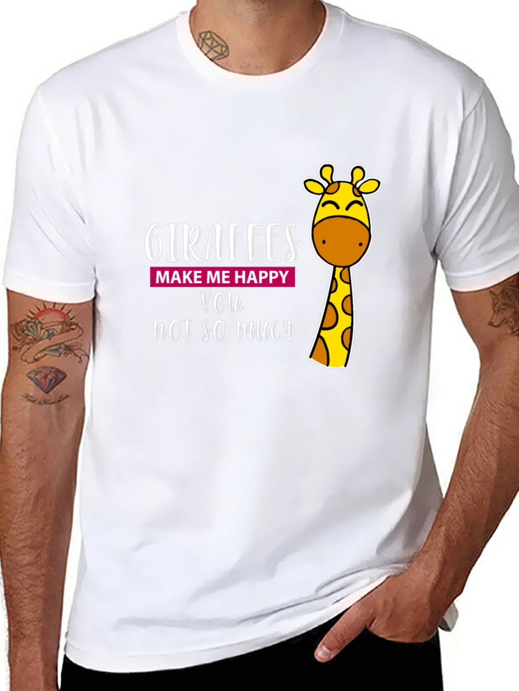 Giraffe Humor Graphic Tee - Black Cotton T-Shirt product image 7