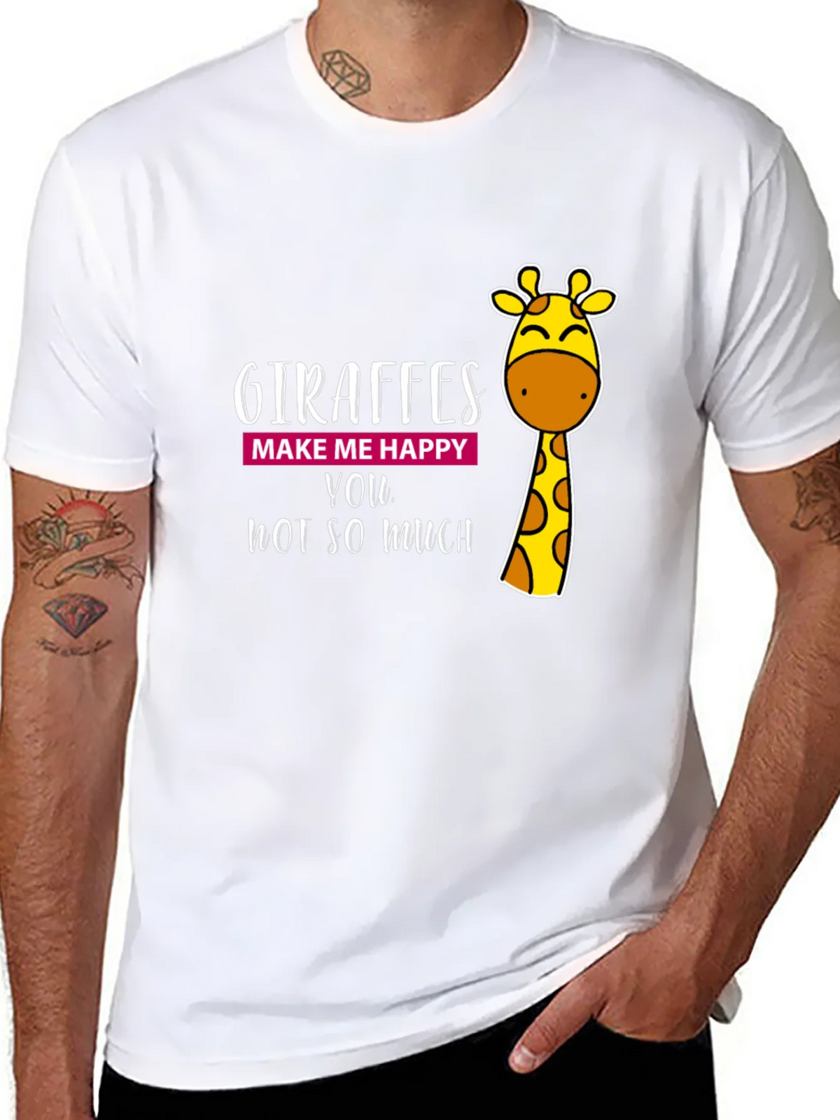 Giraffe Humor Graphic Tee - Black Cotton T-Shirt product image 7