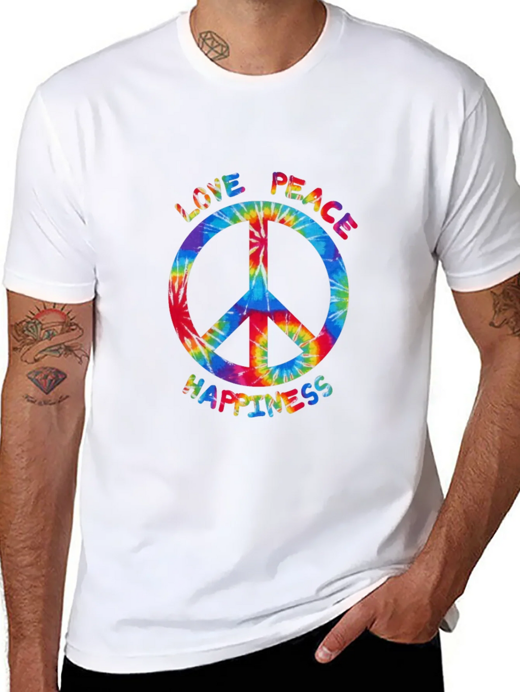 Peace Love Happiness Tie-Dye T-Shirt product image 6