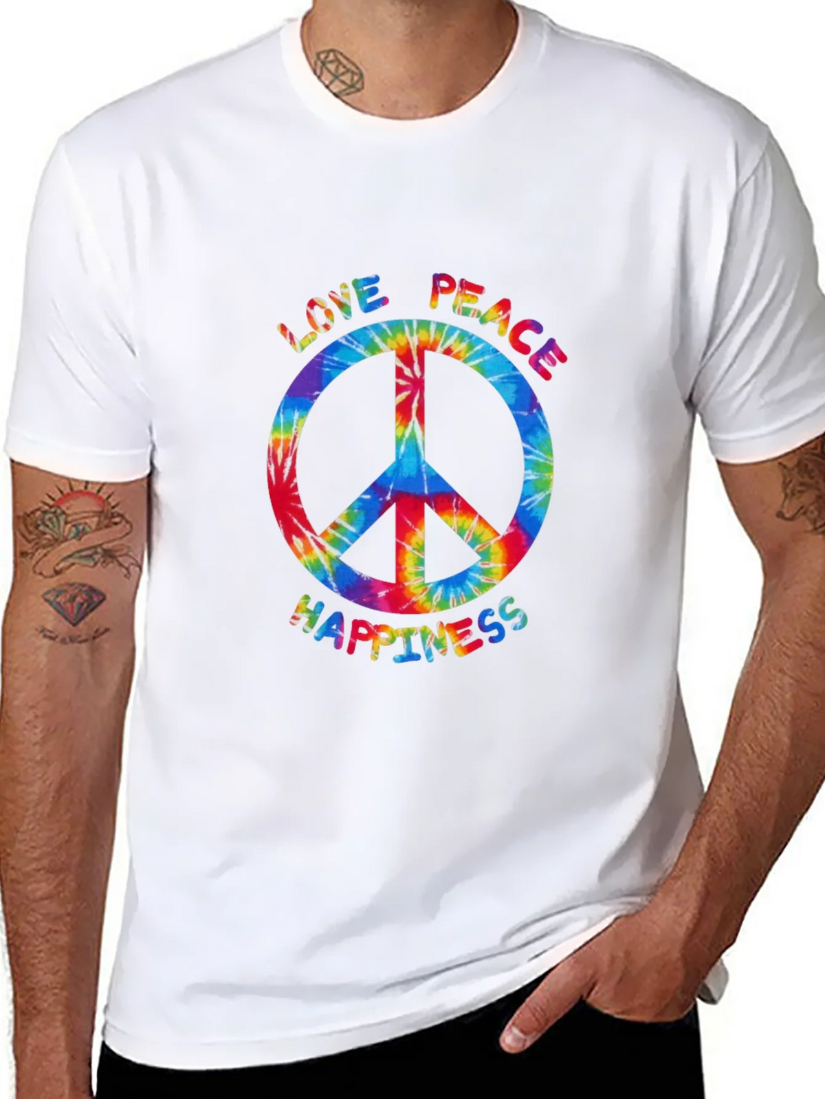 Peace Love Happiness Tie-Dye T-Shirt product image 6