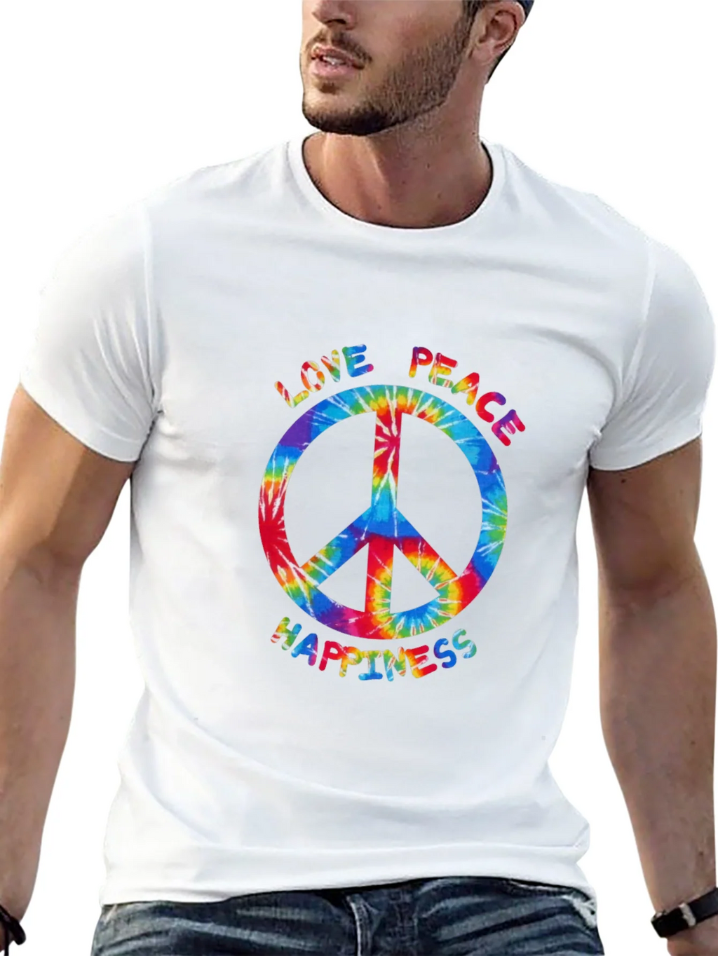 Peace Love Happiness Tie-Dye T-Shirt product image 9