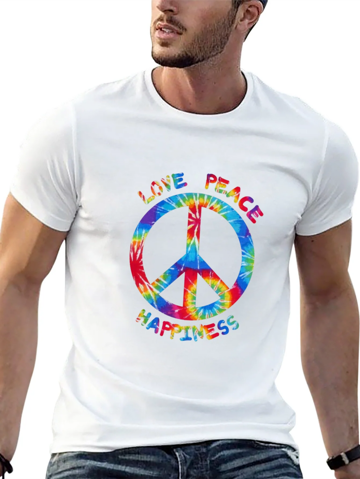 Peace Love Happiness Tie-Dye T-Shirt product image 9