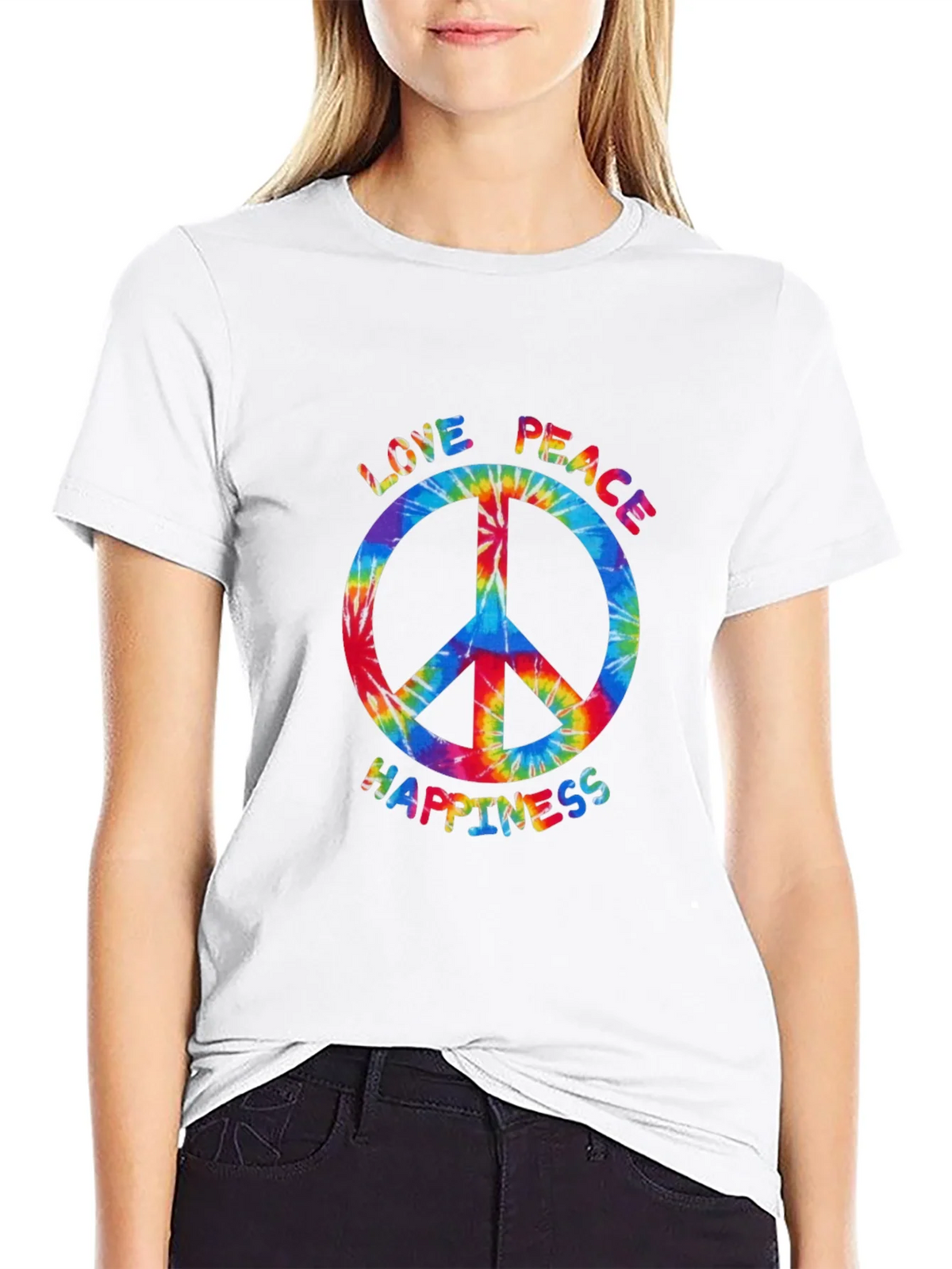 Peace Love Happiness Tie-Dye T-Shirt product image 7