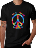 Peace Love Happiness Tie-Dye T-Shirt product image 1