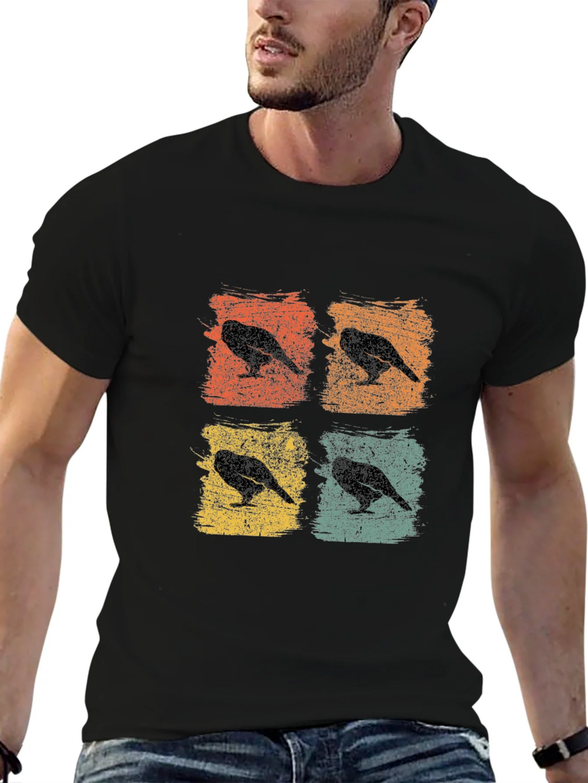 Retro Crow Pop Art T-Shirt product image 4
