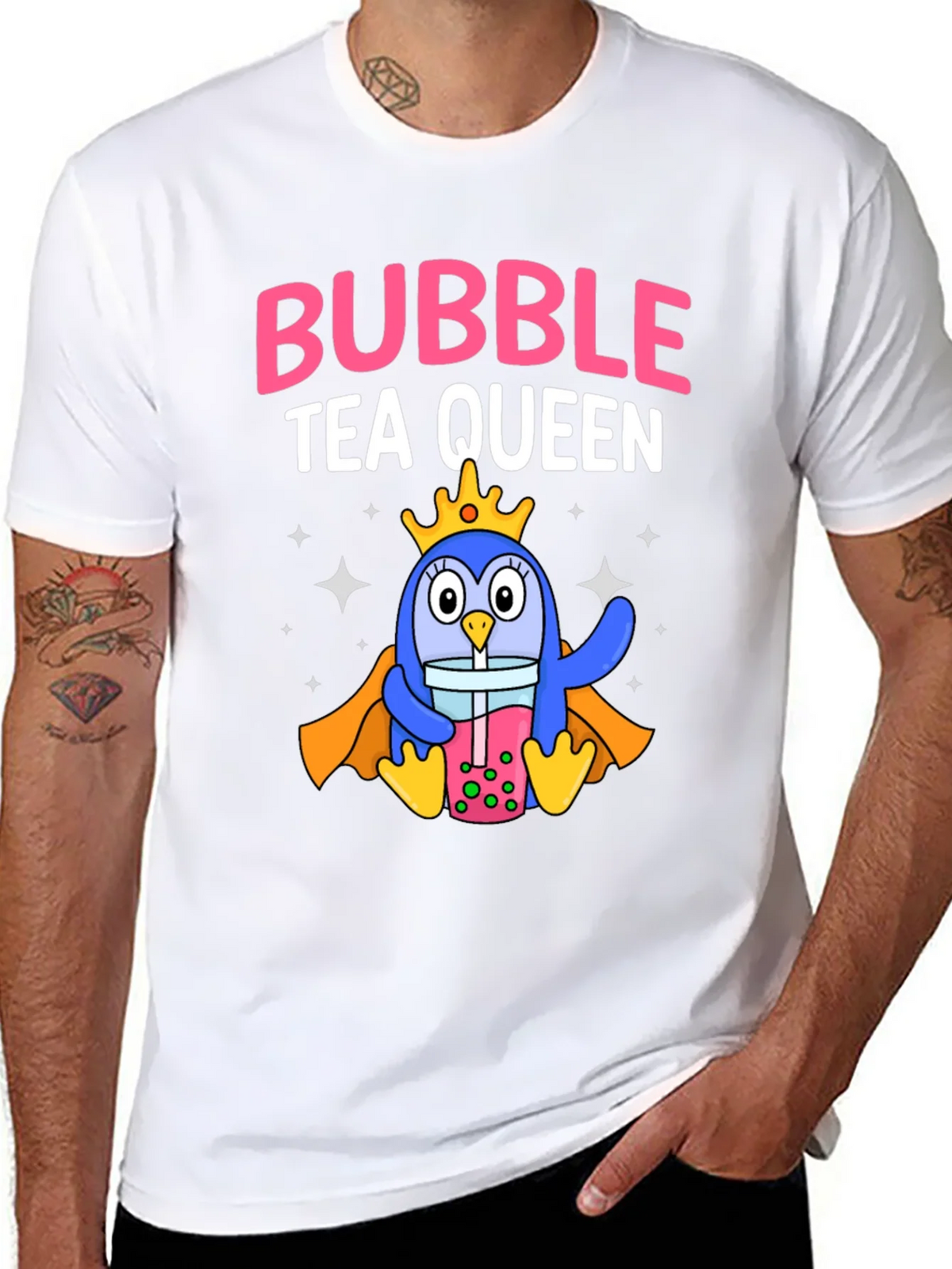 Bubble Tea Queen Penguin Graphic T-Shirt product image 5