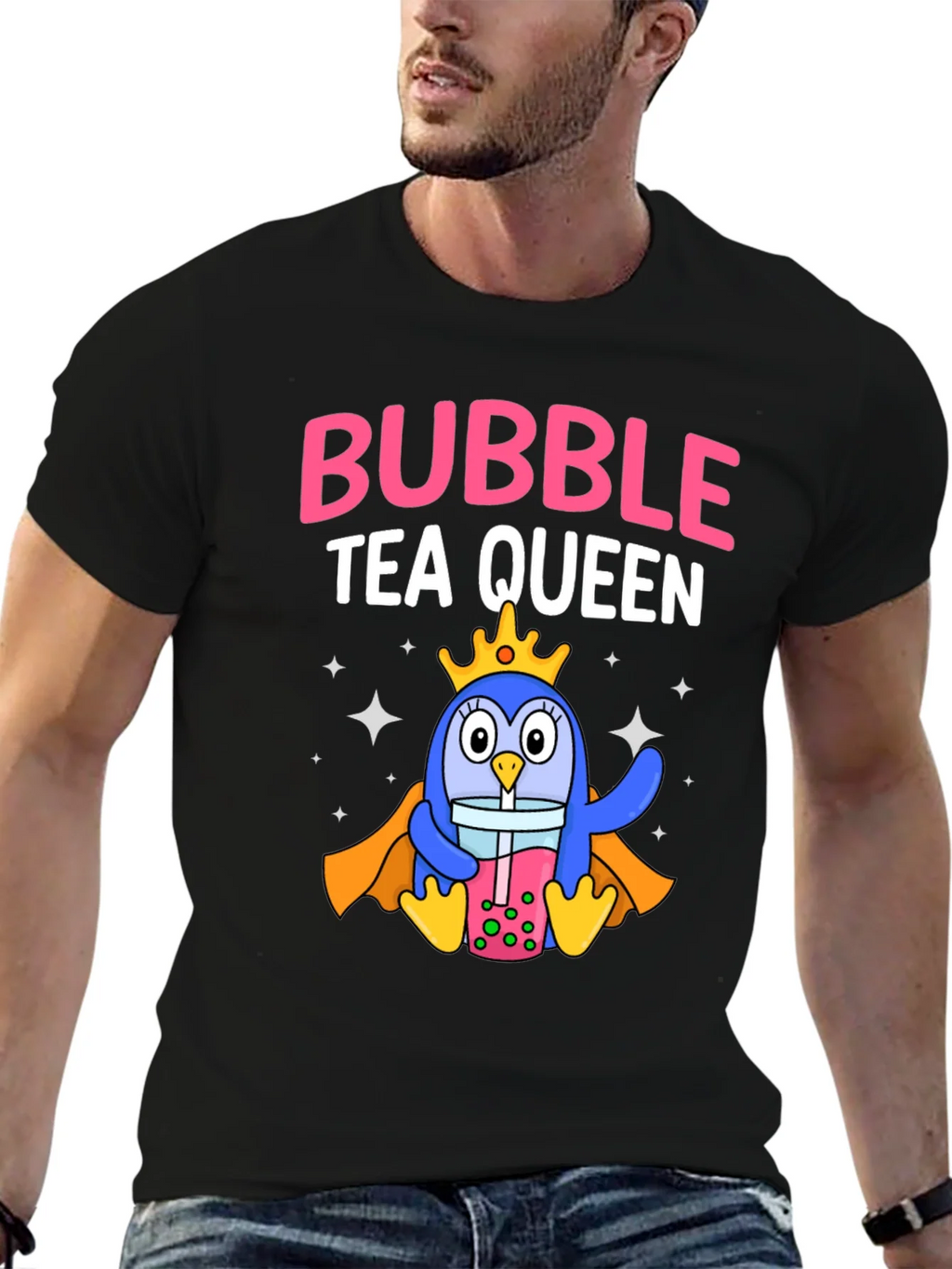 Bubble Tea Queen Penguin Graphic T-Shirt product image 4