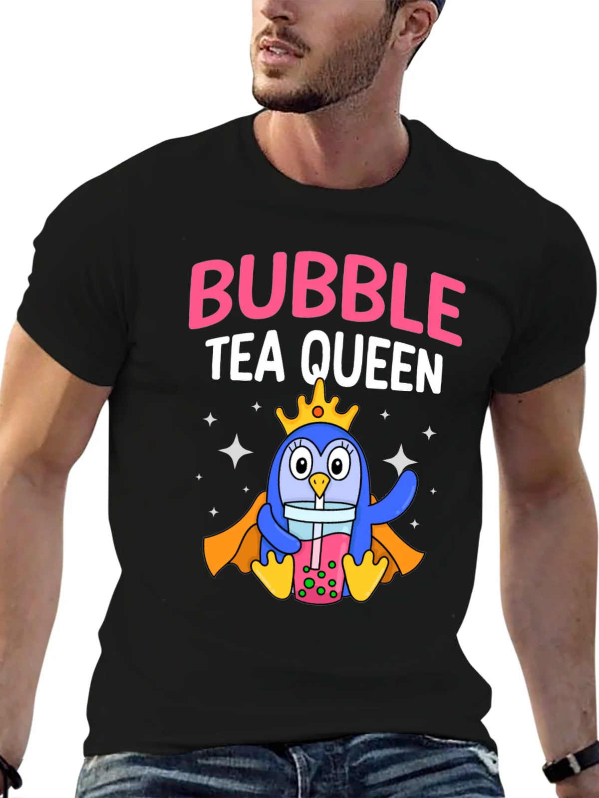 Bubble Tea Queen Penguin Graphic T-Shirt product image 4