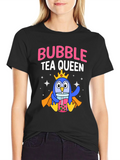 Bubble Tea Queen Penguin Graphic T-Shirt product image 1