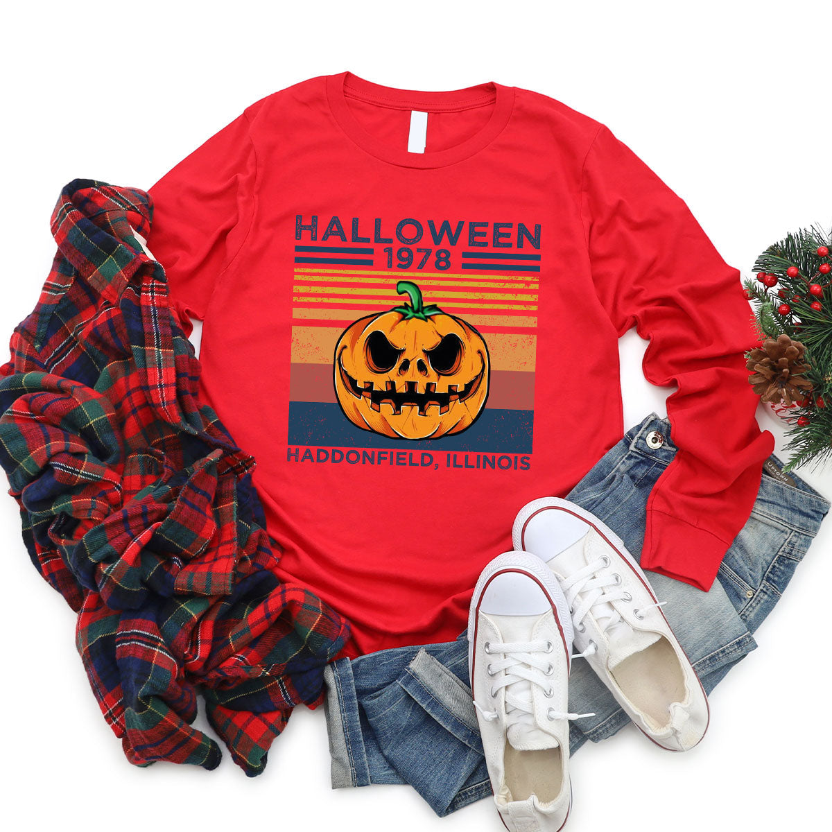 Horror Pumpkin Sweatshirt, Halloween 2022 Funny Long Sleve product image 4