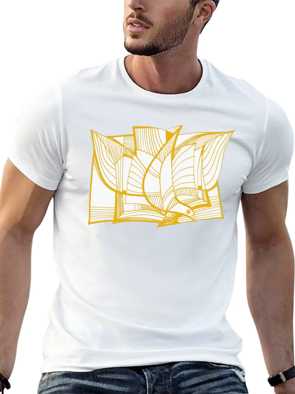 Abstract Bird Print Black Tee product image 5