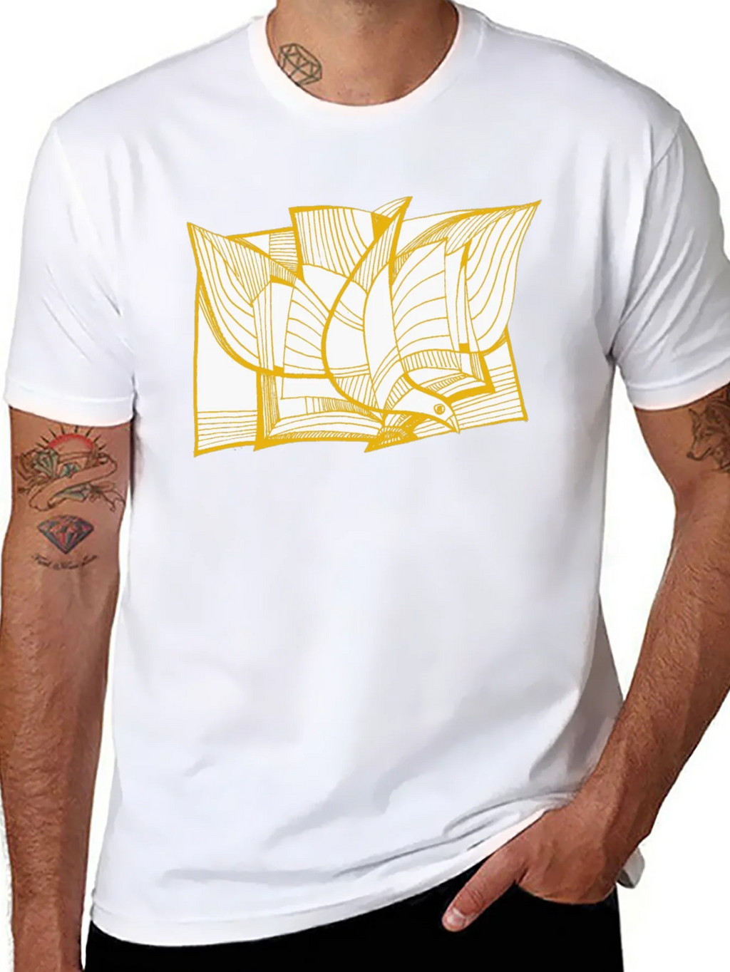 Abstract Bird Print Black Tee product image 3