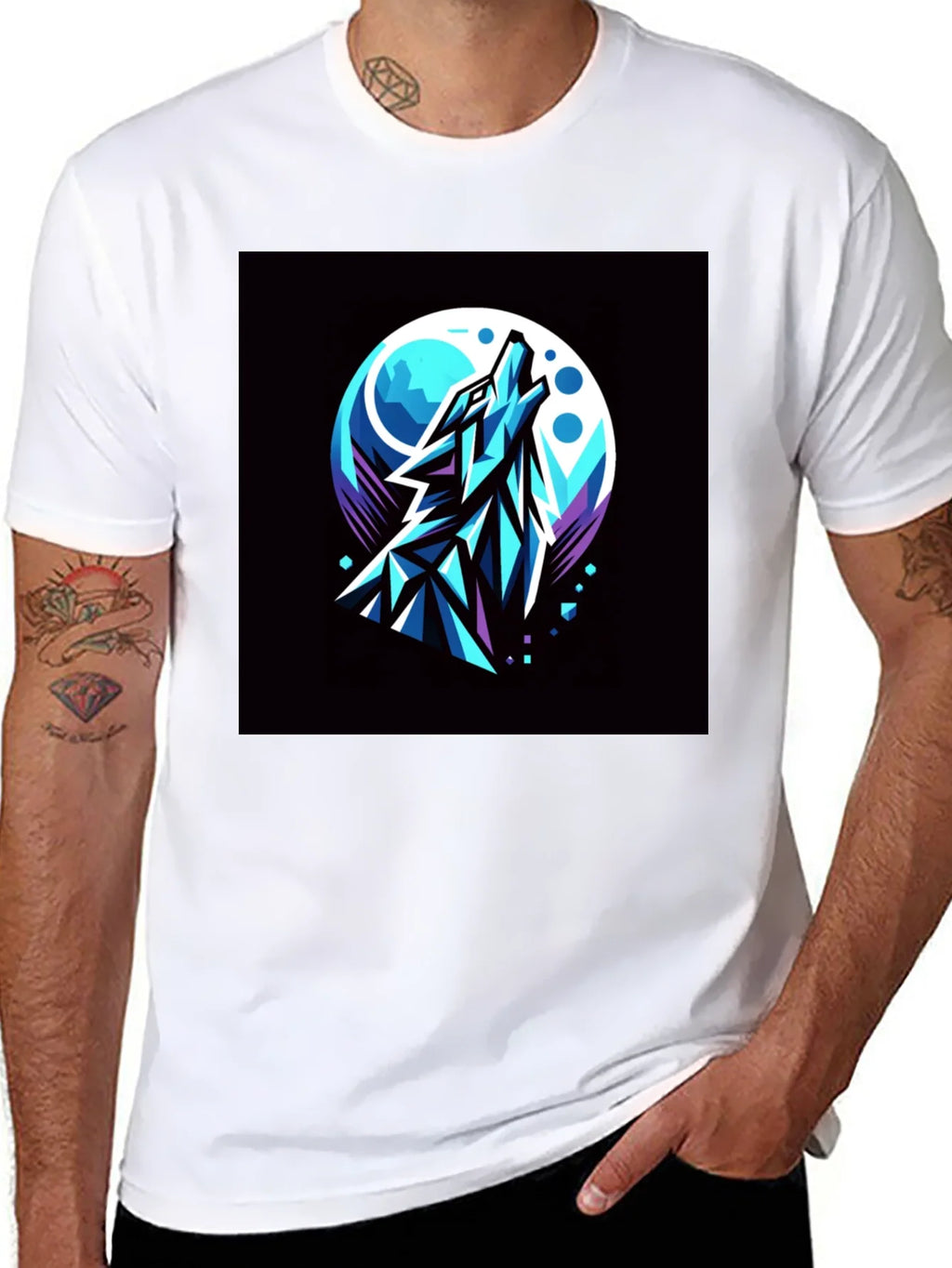 Geometric Wolf Moon T-Shirt product image 2