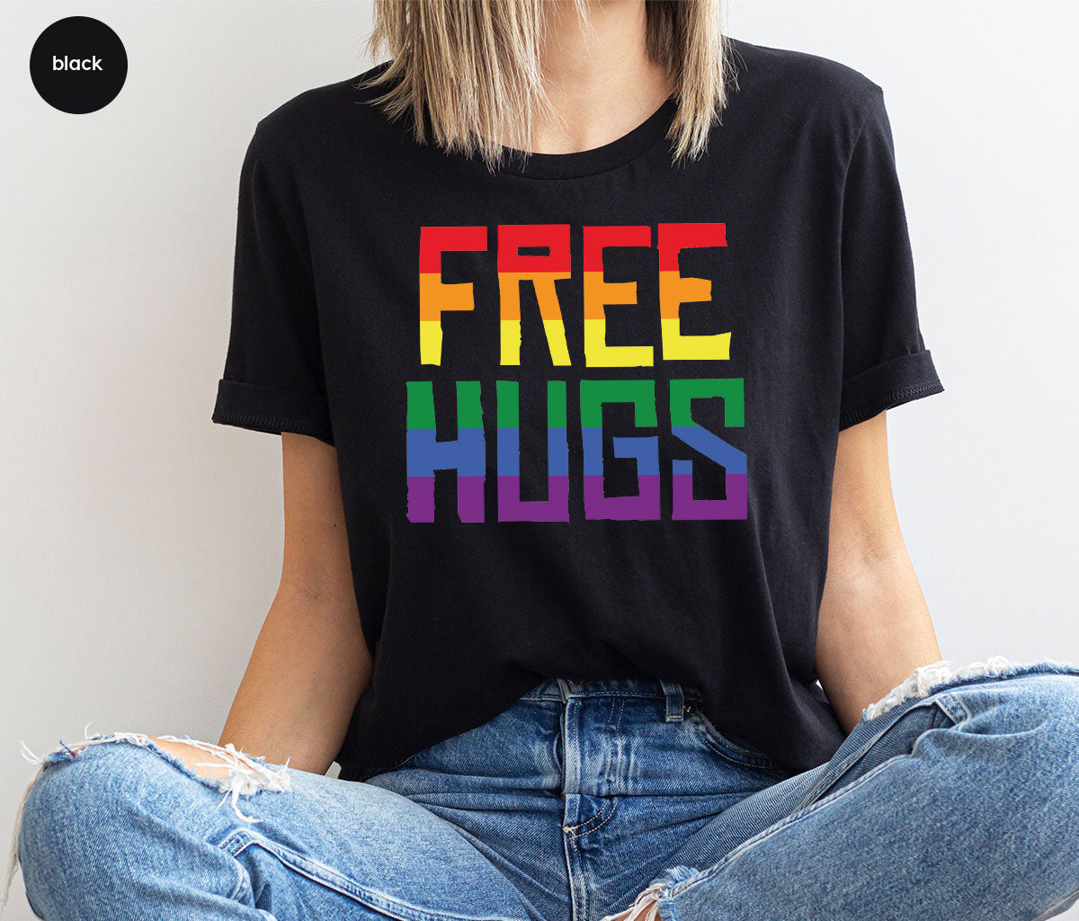 Cute LGBT Shirt, Free Hugs T-Shirt, Lovely Pride for product image 60